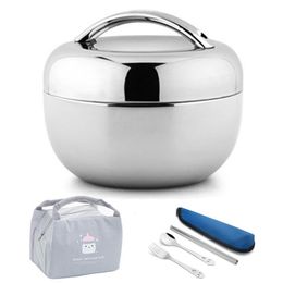 Vacuum Thick Stainless Steel Food Storage Container Thermos Portable Picnic Bento Lunch Box Office Lunchbox Adult Dinnerware Set T276v