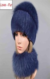 Winter Soft Warm Women Real Rex Rabbit Fur Scarf Hat Warm Real Fox Fur Cap Ring Shawl Natural Fox Fur Scarves Hats 2012159877257