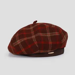 Berets Fashion Ladies Daily Winter Painter Hat Girl Outdoor Plaid Woman's Vintage Eight-panel Caps Autumn Spring Warm