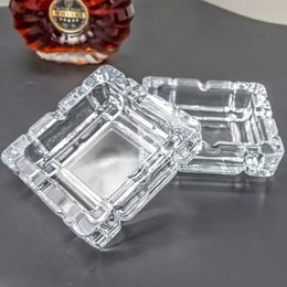 1PC Glass Thickened Ashtrays For Cigarettes, Portable Decorative Modern Ashtray For Home Office Indoor Outdoor Patio Use, Easy To Clean, Transparent Clear