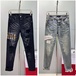 designer for mens high quality fashion mens style luxury designer denim pant distressed ripped biker black blue jean slim fit motorcycles