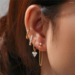 Hoop Earrings CANNER 4-Piece Set Long Tassel Stud Zircon Pendant Personality Variety Copper Earring Women Jewellery