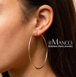 eManco Super Large 70mm Circle Hoop Earring for women Hyperbole Thin Stainless Steel Earrings women Simple Earrings Y2003238949276