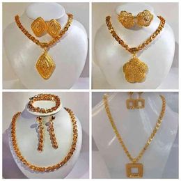 24K Gold Colour Dubai Nigeria France Flower Earring big Phoenix Tail Necklacet Jewellery Set Women Wedding Gift310y