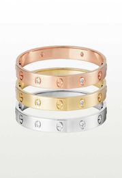 Love Screw Bracelet Designer Bracelets 4 Diamonds Bangle Luxury Jewellery Accessories Titanium Steel Alloy GoldPlated Never Fade No6985215