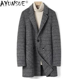 Men's Wool Blends Winter Wool Coat Men's Medium Thick Down Liner Double-sided Woolen Jacket for Men Business Suit Men's Blazer Non-cashmere Jacket 231211