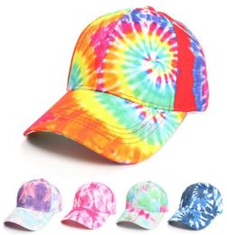 Unisex Men Women Tiedyed Sun Hat Adjustable Baseball Cap Hip Lady Tie Dye Colorful Graffiti Cap Summer Outdoor Sunscap9005256