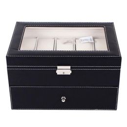 20 Grids PU Leather Watch Box Case Professional Holder Organiser for Clock Watches Jewellery Storage Boxes Case Display176W