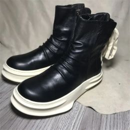 Male Leather Ankle Boots Autumn Winter Men's Warm Shoes Fashion Back Strap Snow Boots A20D50