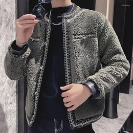 Men's Jackets 2023 Winter Sherpa Warm Short Jacket Retro Men Casual Street Style Clothing Coat Homme Black