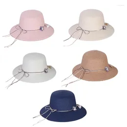 Wide Brim Hats Holiday Summer For Sun Hat With Windproof Rope Beach Straw Sunscreen Visor Must Have Item Women Gi