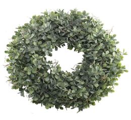 Artificial Green Leaves Wreath 175 Inch Front Door Wreath Shell Grass Boxwood For Wall Window Party Decor8940649