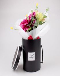 Ladies Presents Box Handheld Flowers Bouquet Gift Storage Boxes Mini Paper Packing Case Lid Hug Bucket Vase Bucket With Rope9596789385308
