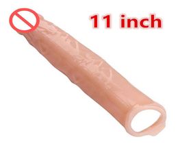 11 inch Huge Penis Extender Enlargement Reusable Penis Sleeve Sex Toys For Men Penis Girth Enhancer Relax Toy Gift258u6272048