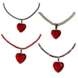 Choker Stylish Heart Necklace Y2K Neck Jewelry Pendant For Party Drop