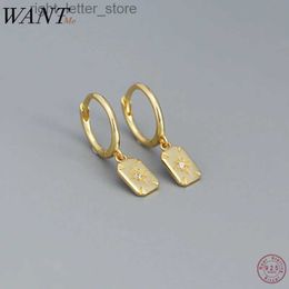 Stud WANTME 925 Sterling Silver Punk Square Light Star Dangle Drop Earrings for Women Classic Geometric French Unique Design Jewellery YQ231211