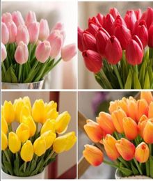 20pcslot Tulip Artificial Flower PU artificial bouquet Real touch flowers For Home Wedding decorative flowers wreaths7151376