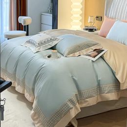 Bedding Sets 1000TC Egyptian Cotton Duvet Cover Embroidery Patchwork Set 4Pcs Long Staple Sateen Weave Silky Soft Quality Bed Linen