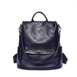 School Bags Highend Anti Theft A4 Coffee Yellow Black Full Grain Genuine Leather Women's Backpack Cowhide Female Shoulder Bag Lady M3002