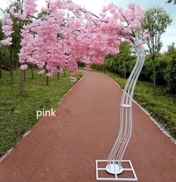 White Artificial Cherry Blossom Tree road lead Simulation Cherry Flower with Iron Arch Frame For Wedding party Props6264479