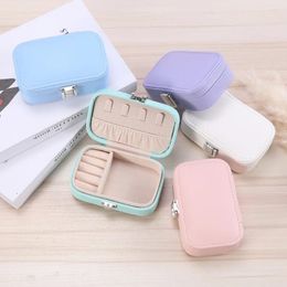 Jewelry Pouches Macaron Box For Travel Portable Ring Earrings Necklace Organizer Double Layer PU Leather Snap Button Display Case