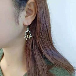 Dangle Earrings FNJ 925 Silver Double Bird For Women Jewellery S925 Sterling Drop Earring