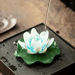 Tea Pets Ceramics Color Changing Pet Lotus Flower Incense Burner Stick Holder For Cha Dao Tearoom Yoga Accessories