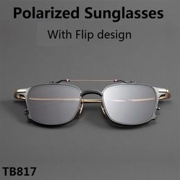 Sunglasses Thom Brand Women Square Frame Flip Clip Myopia Polarised Sun Glasses Men Prescription Eyeglasses Original ClamshellSung318o