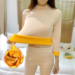 Women's Thermal Underwear Thermal Underwear Set Woman Winter Clothing Warm Suit Long Sleeve Top Warm Pants High Elastic Winter Elastic Lingerie Sets 231211