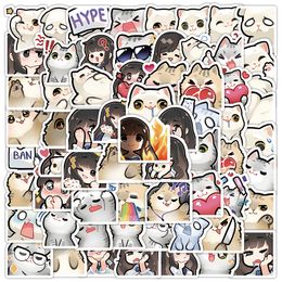 100pcs cool cats and xiaoru cartoon graffiti Waterproof PVC Stickers Pack For Fridge Car Suitcase Laptop Notebook Cup Phone Desk Bicycle Skateboard Case.