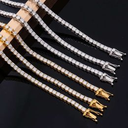 real gold tennis bracelet 10K 14K 18K 2mm lab mossanite diamond tennis chain 6-9 inch hiphop style men's bracelet