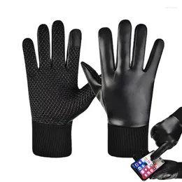 Cycling Gloves Winter Thermal Windproof Leather Bike Touch Screen Bicycle Riding Motorcycle Ski Warm