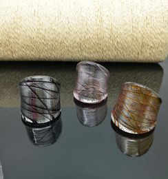 Whole 6Pcs Mix Color Lampwork Glass Murano Rings 1719mm Band Ring Random mixed model7351550