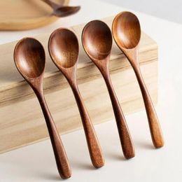 Spoons Wooden Spoon Lightweight Set Of 6 Soup For Home Dining Table Comfortable Grip Cooking Honey