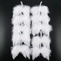 White Feather Wing Lovely Chic Angel Christmas Tree Decoration Hanging Ornament Home Party Wedding Ornaments Christmas Decorations244O