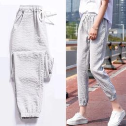 Women's Pants Cotton And Linen Casual For Women In Summer Thin Loose Fitting Trendy Cropped Sportswear. Versatile Spring