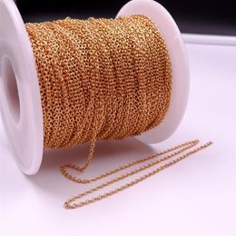 GNAYY 10Meter Lot in bulk Plated Gold Smooth Oval O Rolo Chain Stainless steel DIY jewlery Marking Chain 1 5MM 2MM276D