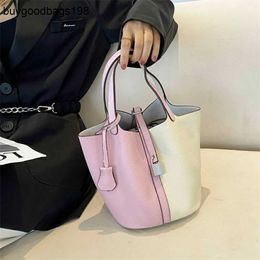 Luxury Picotins Bags Womens Handbags Vegetable Basket Childrens Bag Leather Top Layer Cowhide Bucket Large Capacity Contrast Colour Handbag High Appearance Versat