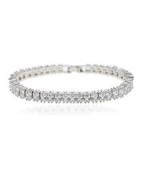 Iced Out Bling Paved Tennis Chain Bracelet Silver Color 5A CZ Charm Bangle For Women Mens Hip hop Jewelry5371936