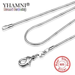 YHAMNI Long 16-32inch (40-80cm) 100% Authentic Solid 925 Sterling Silver Chokers Necklaces 1mm Chains Necklace for Women YDHX018609536