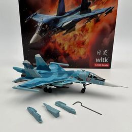 Aircraft Modle 1/100 Scale Russian Metal Diecast Su 34 Combat Bomber Fighter Alloy Plane Model For Boy Toy Gifts Collection 231208
