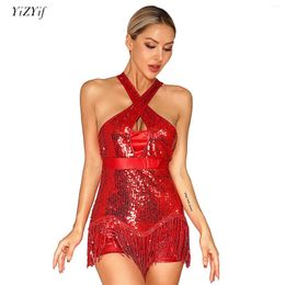Stage Wear Women Sequin Fringed Tassel Leotard Dresses Latin Dance Costume For Dancing Competition Samba Rumba Cha-Cha Performance Jumpsuit