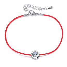 9 Colors Red Rope Bracelet Round 6mm Cubic Zircon Charm Friendship Bracelets & Bangles for Women Wedding Party Jewelry Gift280h