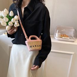 Mini Grass Embroidered Letter Handheld Vegetable Basket Fashion Sweet and Cute Versatile Crossbody Bag