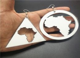 Map Africa Big Dangle Earrings for Women Mirror Gold Silver Color Hyperbole Jewelry Triangle Round Accessories7338306