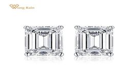 Stud Wong Rain 925 Sterling Silver Emerald Cut Created Moissanite Gemstone Diamonds White Gold Earrings Engagement Fine Jewelry3916089