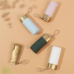 Little Golden Umbrella Light Small Folding Rain Women Gift Mini Pocket Parasol Girls Anti-uv Travel Sun 220426255R