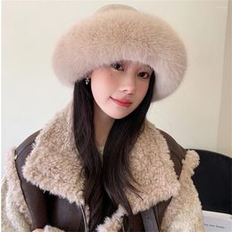 Berets Fashion Winter Warmer Women Fluffy Russian Hats Mongolian Cold-Proof Windproof Hat Thicken Outdoor Skiing Beanies Cap Earflaps