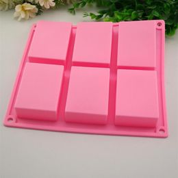 Cake Tools 6 Cavities Handmade Rectangle Square Silicone Soap Mould Chocolate DOOKIES Mould Cake Decorating Fondant Molds237N