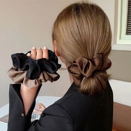 Hair Rubber Bands est Korean Woman Big Elegant Silk Elastics Hair Band Solid Color Scrunchies Hair Ties Ladies Ponytail Hold Hair Accessories 231208